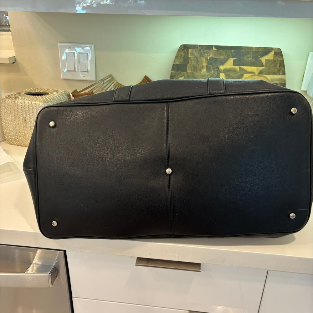 Coach Voyager Black Leather Weekender Luxury Duffel Bag Style F54802 Carry On - Picture 10 of 12